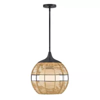 Mała lampa wisząca Maddox - 1 źródło światła - Czarny, karmelowy beż