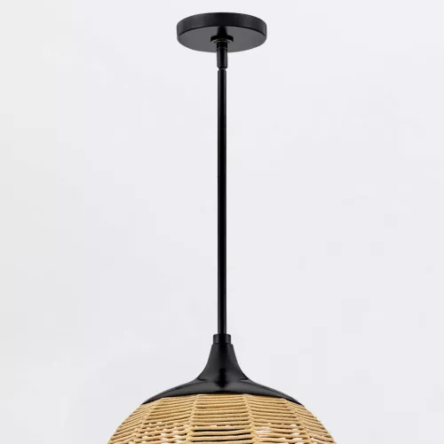 Mała lampa wisząca Maddox - 1 źródło światła - Czarny, karmelowy beż