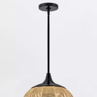 Mała lampa wisząca Maddox - 1 źródło światła - Czarny, karmelowy beż