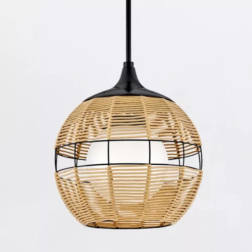 Mała lampa wisząca Maddox - 1 źródło światła - Czarny, karmelowy beż