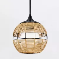 Mała lampa wisząca Maddox - 1 źródło światła - Czarny, karmelowy beż