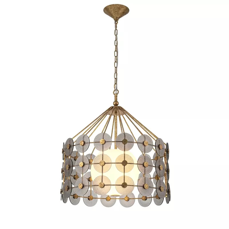 Lampa wisząca Meridian - 3 źródła światła - Przecierane złoto