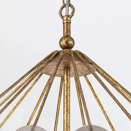 Lampa wisząca Meridian - 3 źródła światła - Przecierane złoto