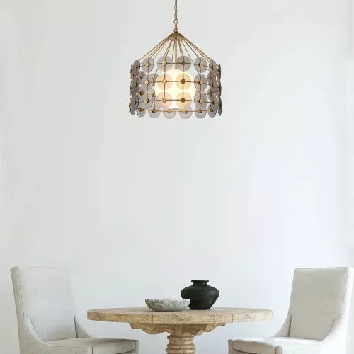 Lampa wisząca Meridian - 3 źródła światła - Przecierane złoto