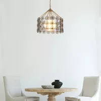 Lampa wisząca Meridian - 3 źródła światła - Przecierane złoto