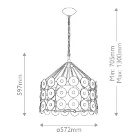 Lampa wisząca Meridian - 3 źródła światła - Przecierane złoto