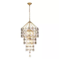 Lampa wisząca Meridian - 9 źródeł światła - Przecierane złoto