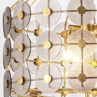 Lampa wisząca Meridian - 9 źródeł światła - Przecierane złoto