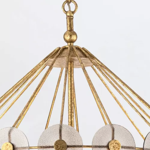 Lampa wisząca Meridian - 9 źródeł światła - Przecierane złoto