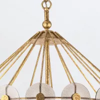 Lampa wisząca Meridian - 9 źródeł światła - Przecierane złoto