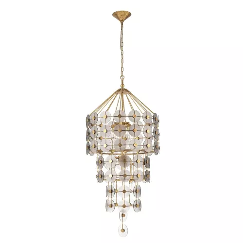 Lampa wisząca Meridian - 9 źródeł światła - Przecierane złoto