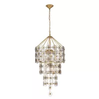 Lampa wisząca Meridian - 9 źródeł światła - Przecierane złoto