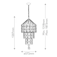 Lampa wisząca Meridian - 9 źródeł światła - Przecierane złoto