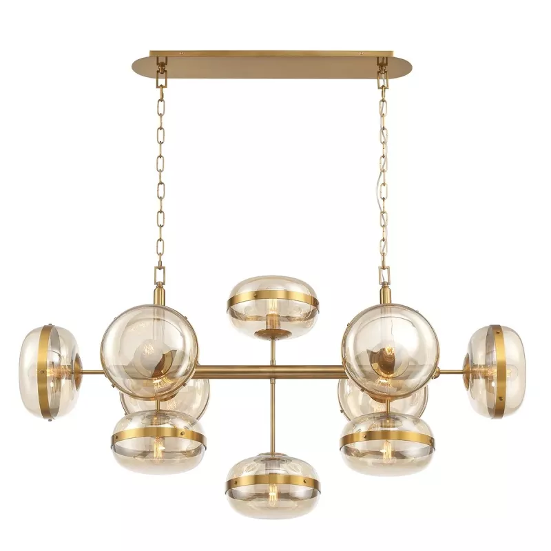 Lampa wyspowa Nottingham - 10 źródeł światła - Antyczny mosiądz
