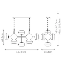 Lampa wyspowa Nottingham - 10 źródeł światła - Antyczny mosiądz
