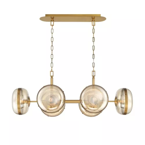 Lampa wyspowa Nottingham - 6 źródeł światła - Antyczny mosiądz