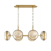 Lampa wyspowa Nottingham - 6 źródeł światła - Antyczny mosiądz