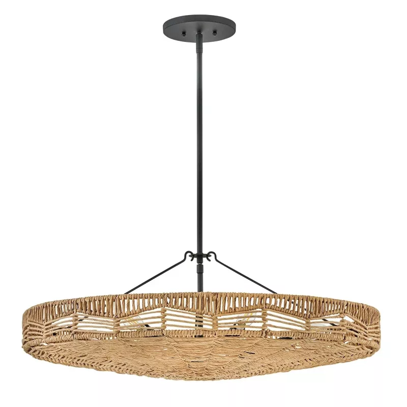 Lampa wisząca Ophelia - 6 źródeł światła - Czarny, karmelowy beż