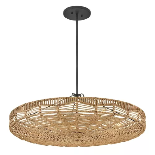 Lampa wisząca Ophelia - 6 źródeł światła - Czarny, karmelowy beż