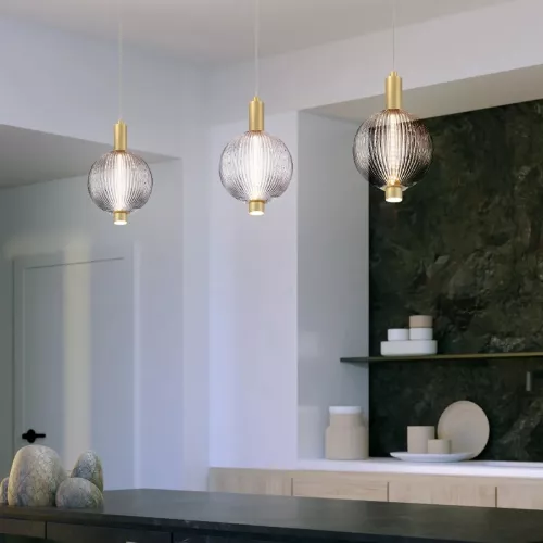 Mała lampa wisząca Palmas - 1 źródło światła - Szczotkowane złoto
