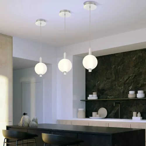 Mała lampa wisząca Palmas - 1 źródło światła - Polerowany nikiel