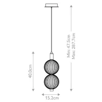 Mała lampa wisząca Palmas - 2 źródła światła - Szczotkowane złoto