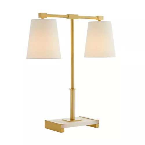 Lampa stołowa Messina - 2 źródła światła - Antyczny mosiądz