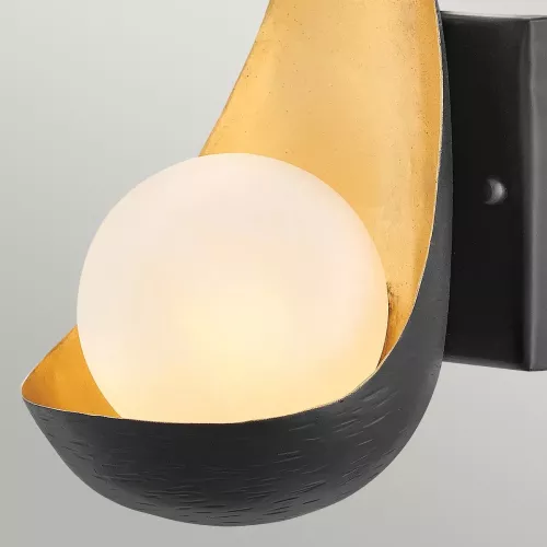 Kinkiet Ren - 1 źródło światła - Matowa czerń, złoty