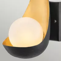 Kinkiet Ren - 1 źródło światła - Matowa czerń, złoty