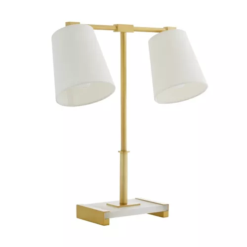 Lampa stołowa Messina - 2 źródła światła - Antyczny mosiądz
