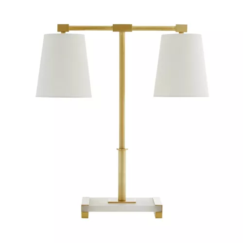 Lampa stołowa Messina - 2 źródła światła - Antyczny mosiądz