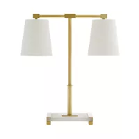 Lampa stołowa Messina - 2 źródła światła - Antyczny mosiądz