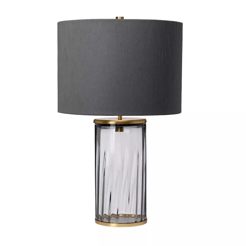 Lampa stołowa Reno - 1 źródło światła - Postarzany mosiądz, szary