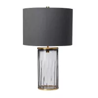 Lampa stołowa Reno - 1 źródło światła - Postarzany mosiądz, szary