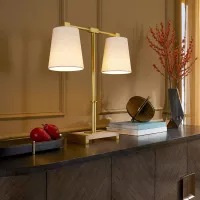 Lampa stołowa Messina - 2 źródła światła - Antyczny mosiądz