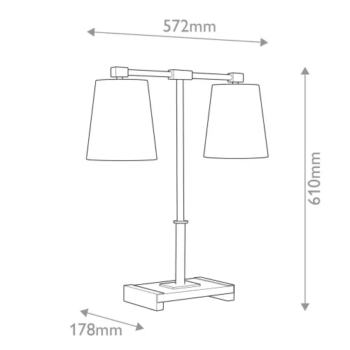 Lampa stołowa Messina - 2 źródła światła - Antyczny mosiądz