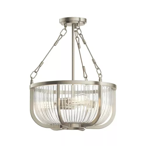 Lampa wisząca / półplafon Roux - 3 źródła światła - Szczotkowany nikiel