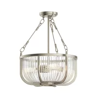 Lampa wisząca / półplafon Roux - 3 źródła światła - Szczotkowany nikiel