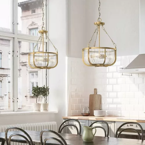 Lampa wisząca / półplafon Roux - 3 źródła światła - Naturalny mosiądz