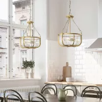 Lampa wisząca / półplafon Roux - 3 źródła światła - Naturalny mosiądz