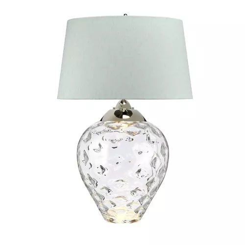 Duża lampa stołowa Samara - 2 źródła światła - Polerowany nikiel, przezroczysty