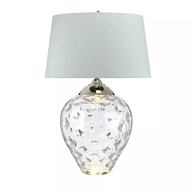 Duża lampa stołowa Samara - 2 źródła światła - Polerowany nikiel, przezroczysty