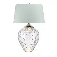 Duża lampa stołowa Samara - 2 źródła światła - Polerowany nikiel, przezroczysty