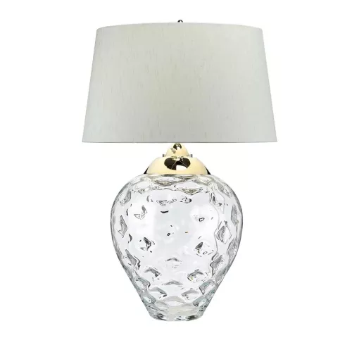 Duża lampa stołowa Samara - 2 źródła światła - Polerowany nikiel, przezroczysty