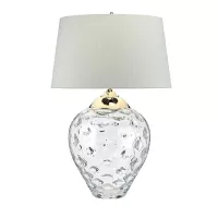 Duża lampa stołowa Samara - 2 źródła światła - Polerowany nikiel, przezroczysty