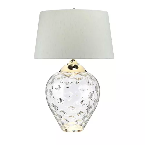 Duża lampa stołowa Samara - 2 źródła światła - Polerowany nikiel, przezroczysty