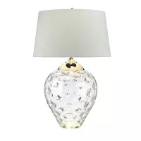 Duża lampa stołowa Samara - 2 źródła światła - Polerowany nikiel, przezroczysty
