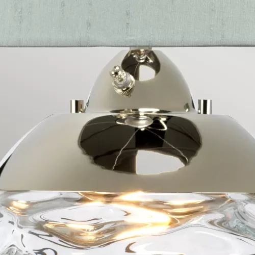 Duża lampa stołowa Samara - 2 źródła światła - Polerowany nikiel, przezroczysty