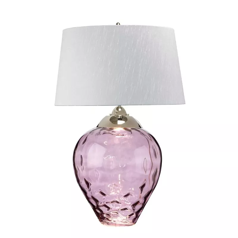 Duża lampa stołowa Samara - 2 źródła światła - Polerowany nikiel, fioletowy
