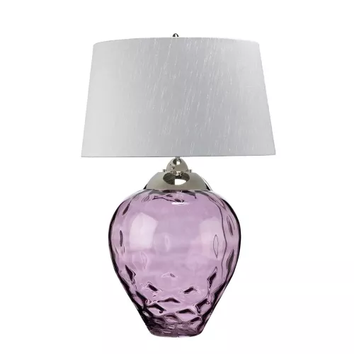Duża lampa stołowa Samara - 2 źródła światła - Polerowany nikiel, fioletowy